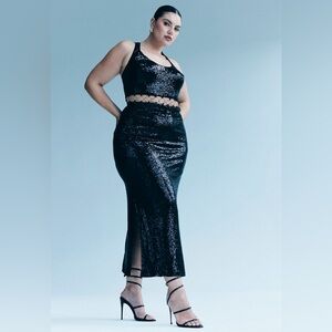 Black Sequin Maxi Prom Dress